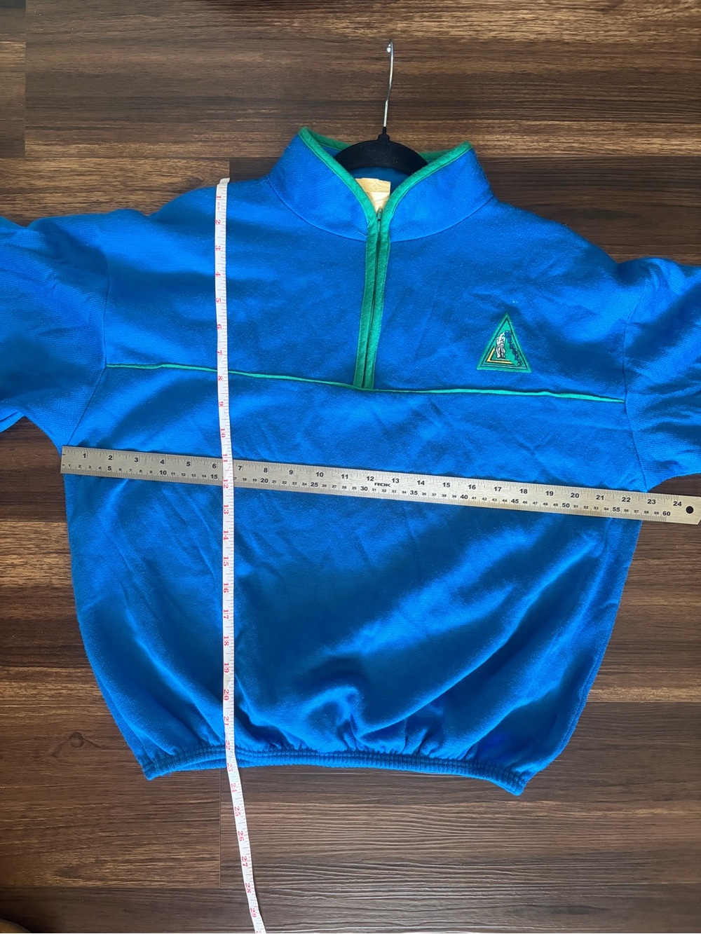 Vintage blue Quarter-Zip with Green Trim - Picture 9 of 11